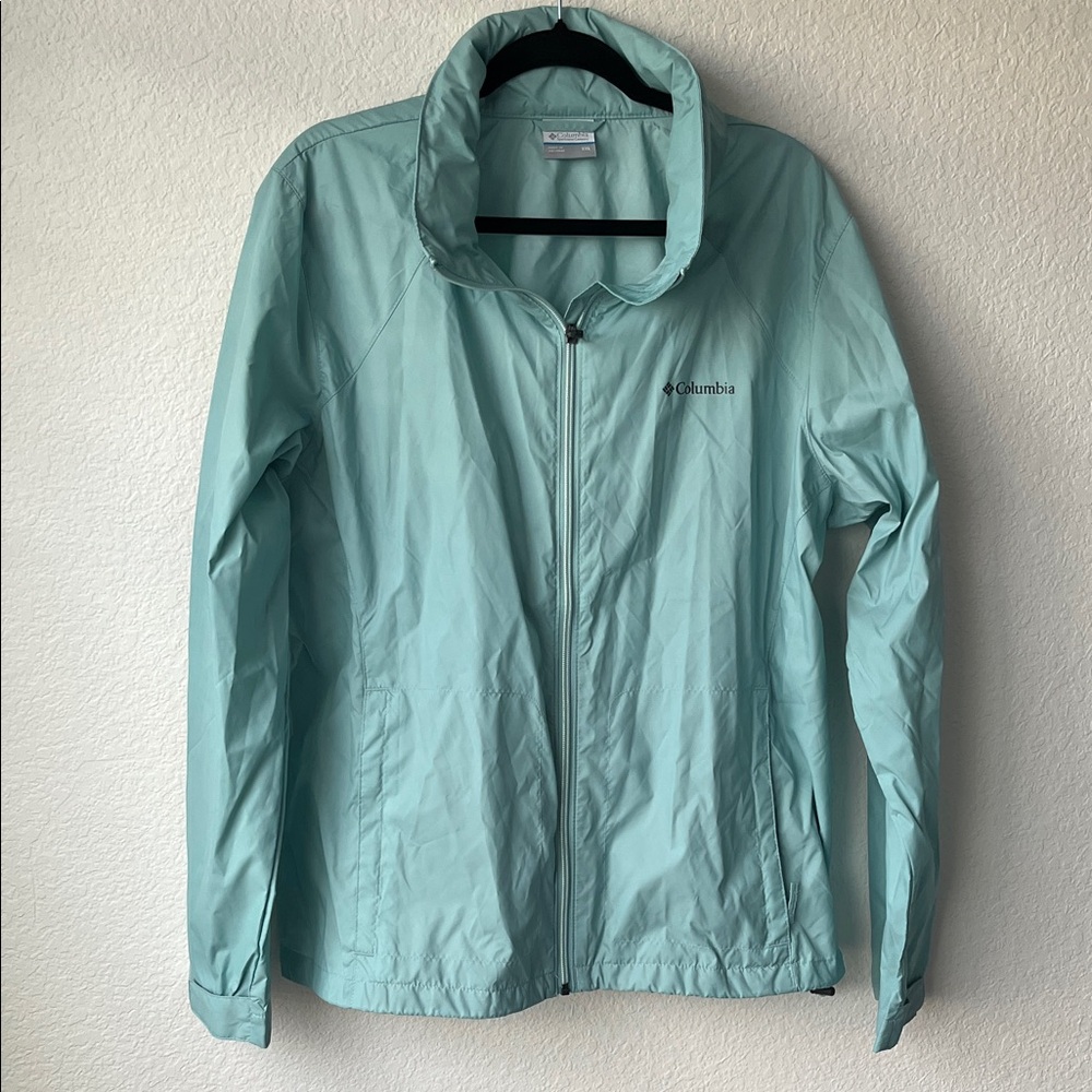 Columbia Women's Light Aqua Waterproof Windbreaker Jacket